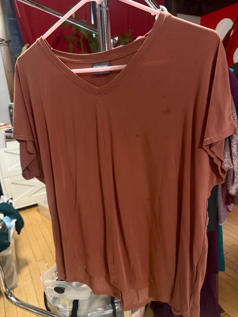 Women’s V-Neck Short Sleeve Top in Rust